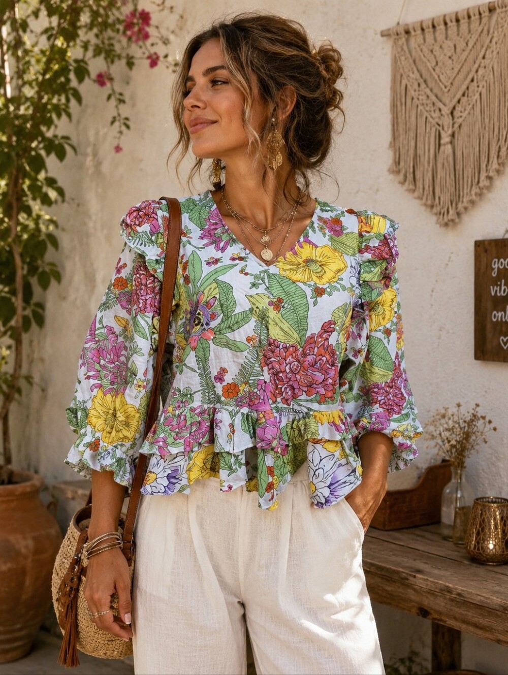 Love The Label Floral Cotton Top M